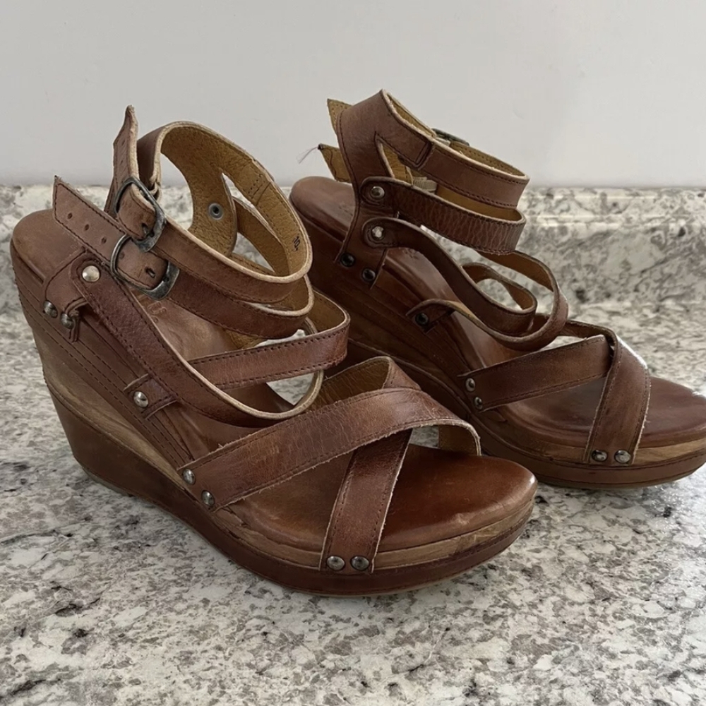 SOLD Bed Stu Juliana Tan Rustic Genuine Leather Strappy Sandals Sz 10 - Picture 6 of 14